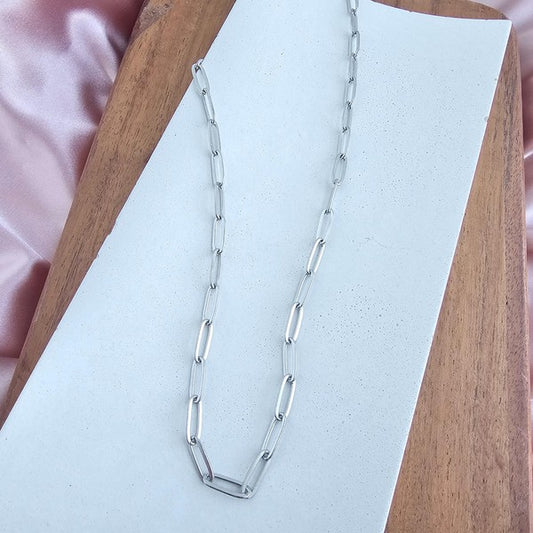 Luxe Silver Paper Clip Chain Necklace - 18in