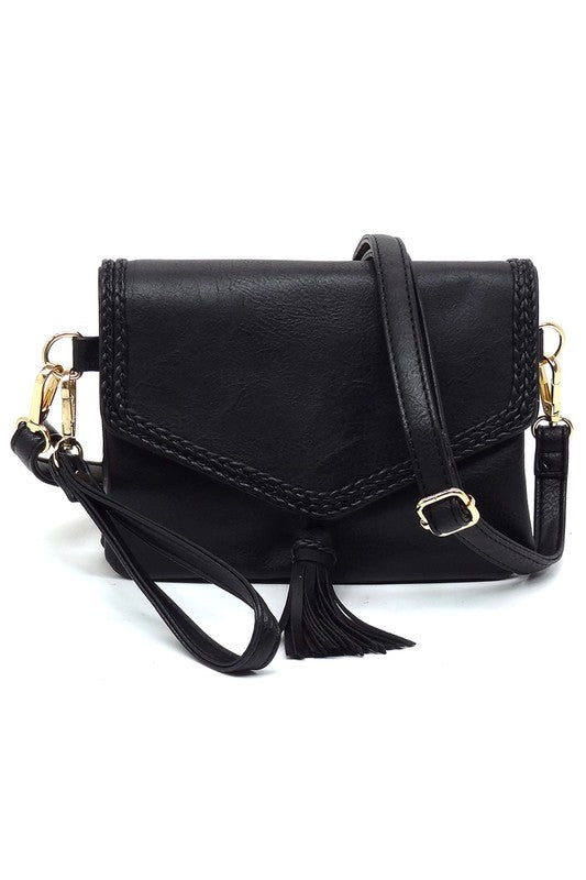 Tassel Flap Envelope Clutch Crossbody Bag