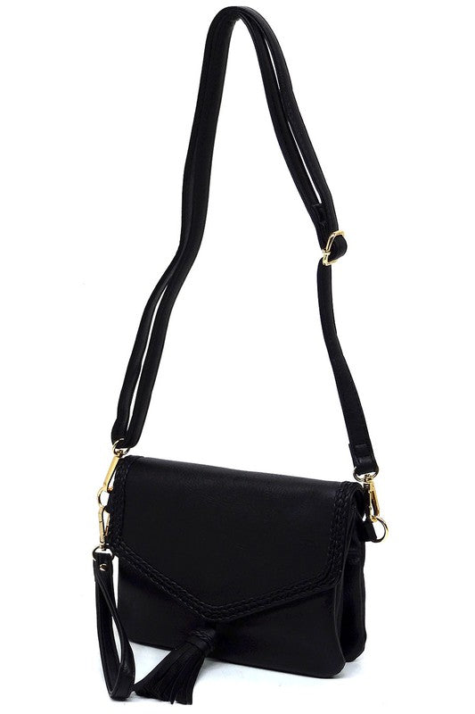 Tassel Flap Envelope Clutch Crossbody Bag