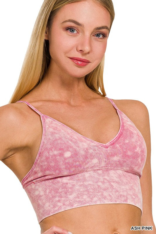 Washed Ribbed Bralette Padded Tank Top