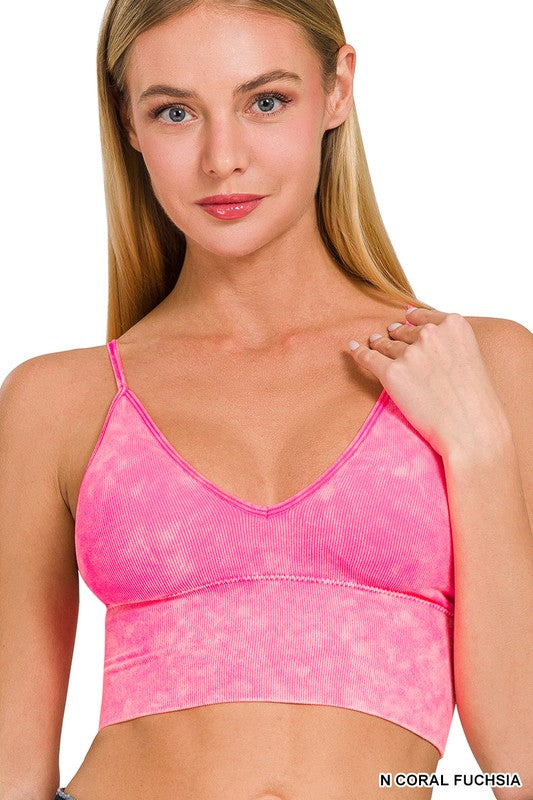 Washed Ribbed Bralette Padded Tank Top