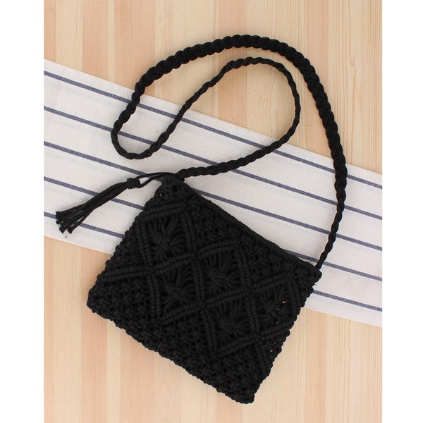 Woven Macrame Crossbody Bag