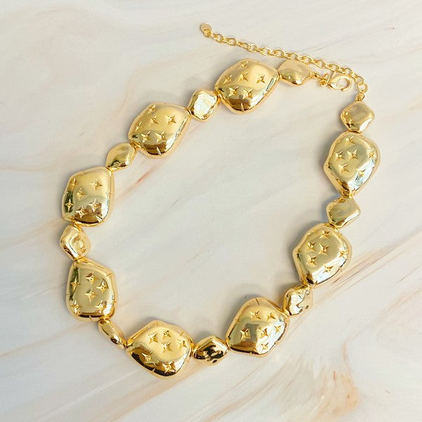 Starlight Golden Pebble Necklace