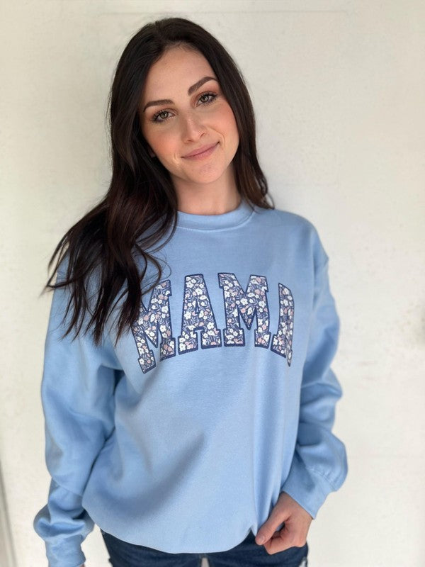 Blue Floral Mama Sweatshirt