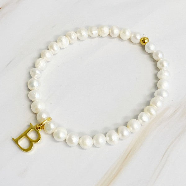 Pearl Initial Charm Bracelet