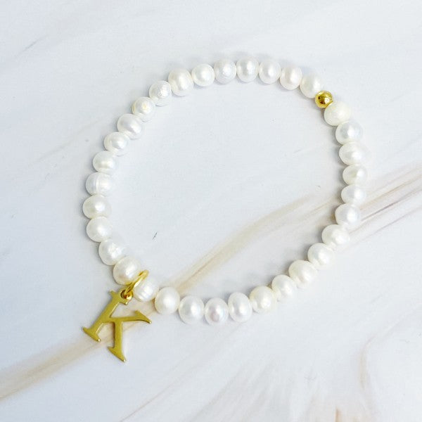 Pearl Initial Charm Bracelet