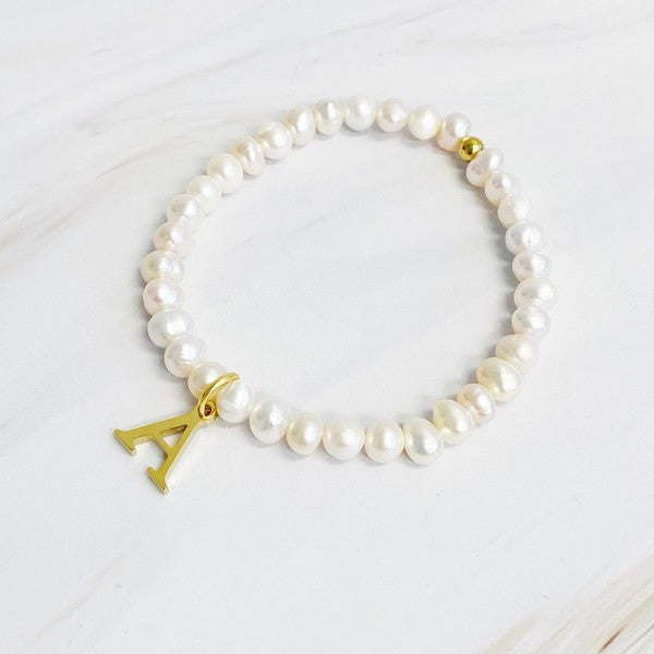 Pearl Initial Charm Bracelet