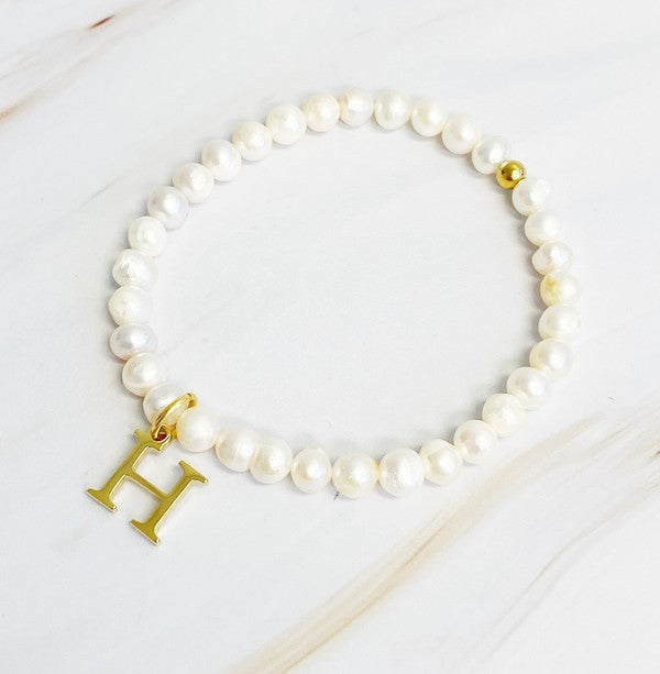 Pearl Initial Charm Bracelet