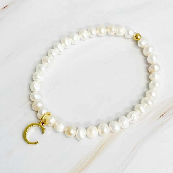 Pearl Initial Charm Bracelet