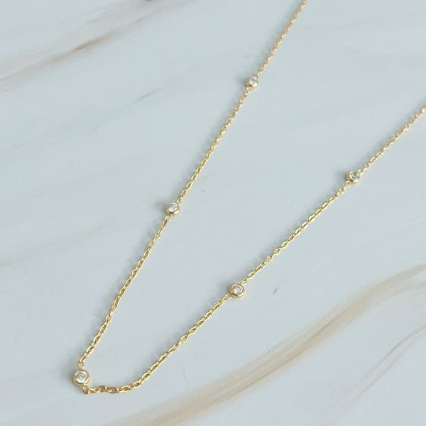 Dainty Bezeled Sparkle Necklace