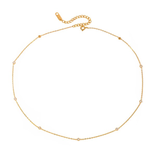 Dainty Bezeled Sparkle Necklace