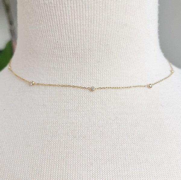 Dainty Bezeled Sparkle Necklace