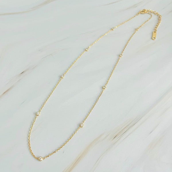 Dainty Bezeled Sparkle Necklace