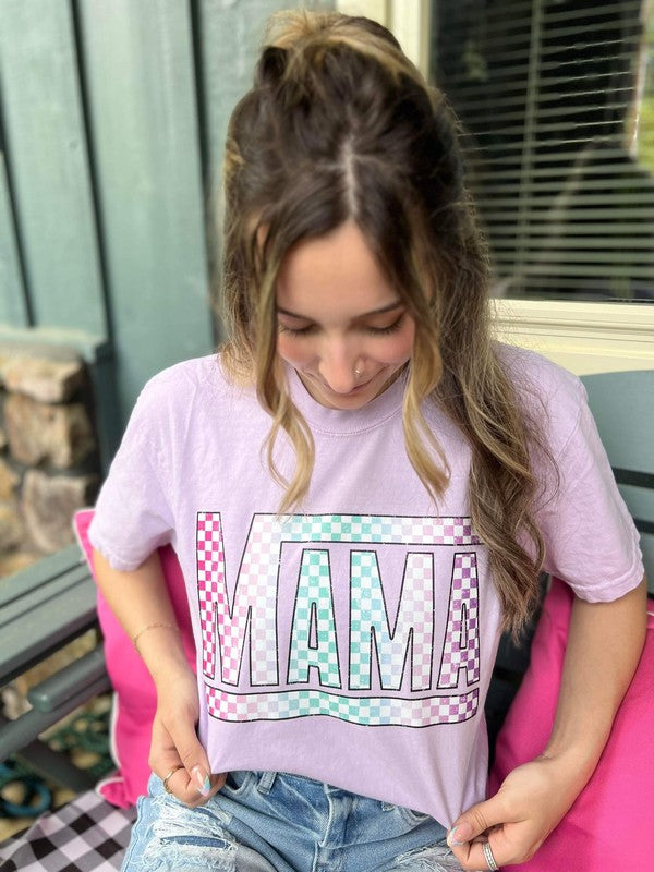 Rainbow Checkered Mama Tee