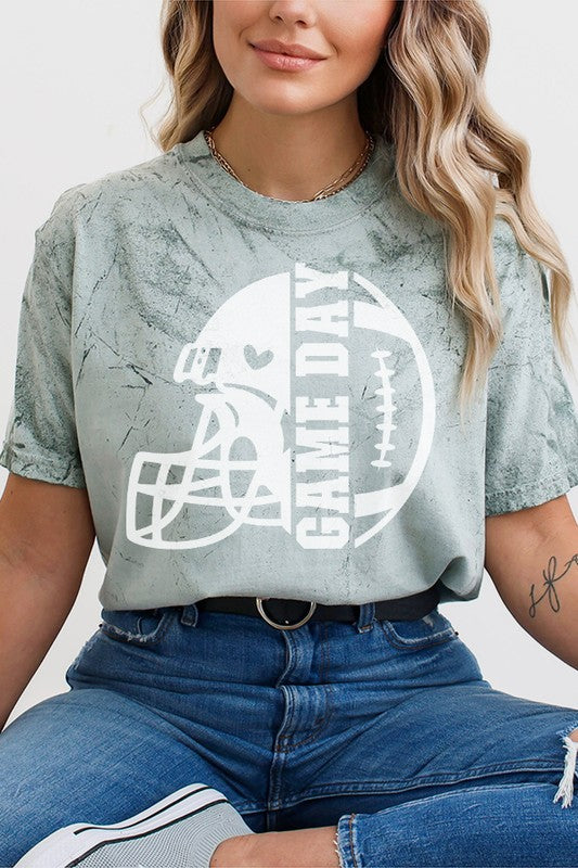 Game Day Heart Helmet Color Burst Tee