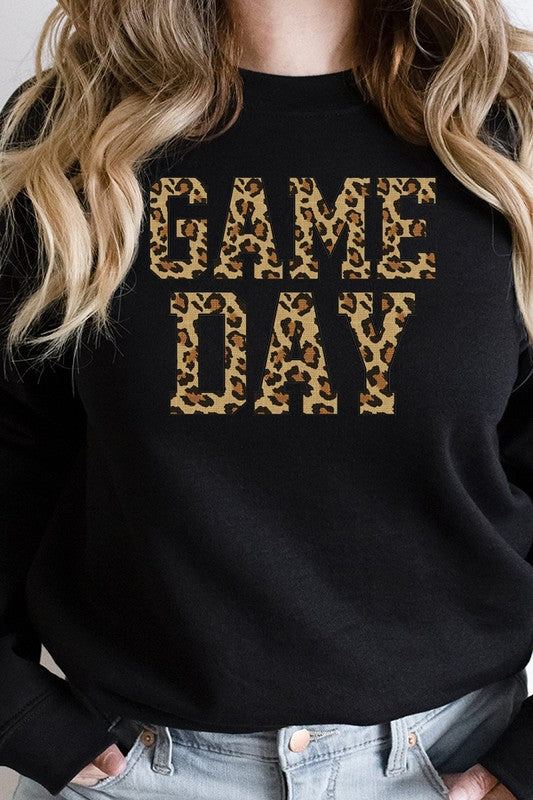 Fall Football Leopard Game Day Letters Sweatshirt