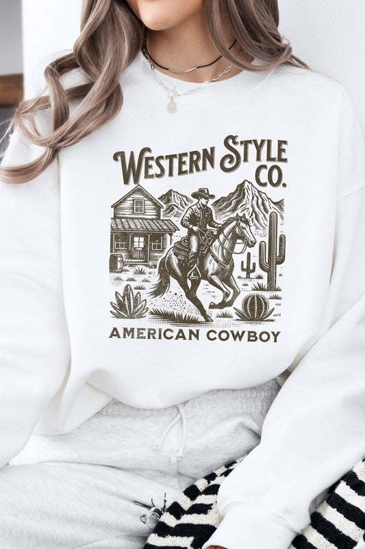 Western Style Fleece Graphic Sweatshirt