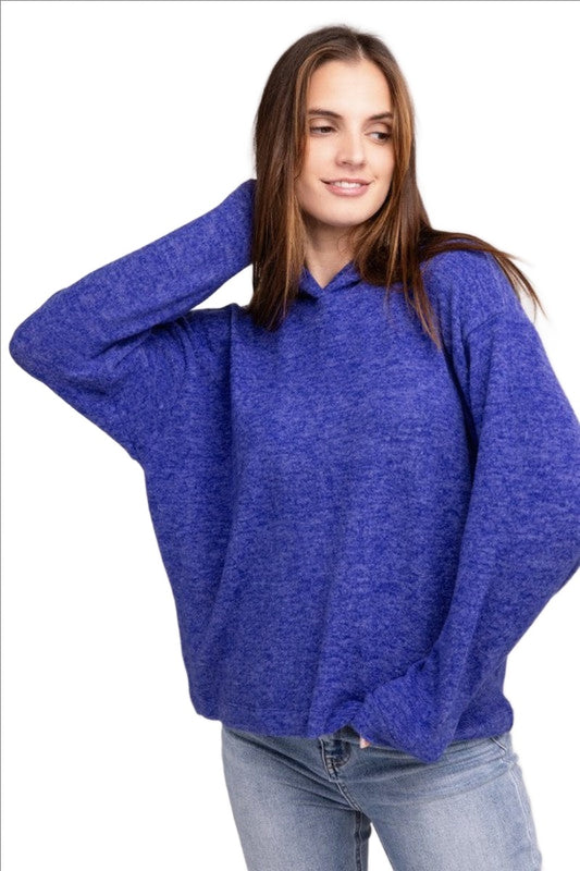 Hooded Brushed Melange Hacci Top