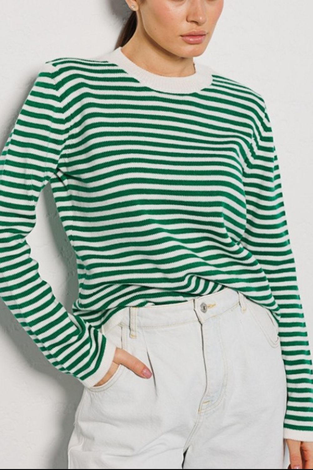 Striped Round Neck Long Sleeve Sweater