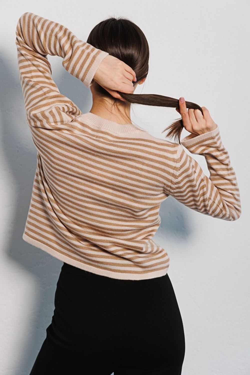 Striped Round Neck Long Sleeve Sweater