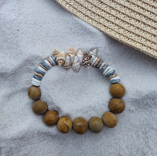 Handmade Conch Shell Bead Bracelet