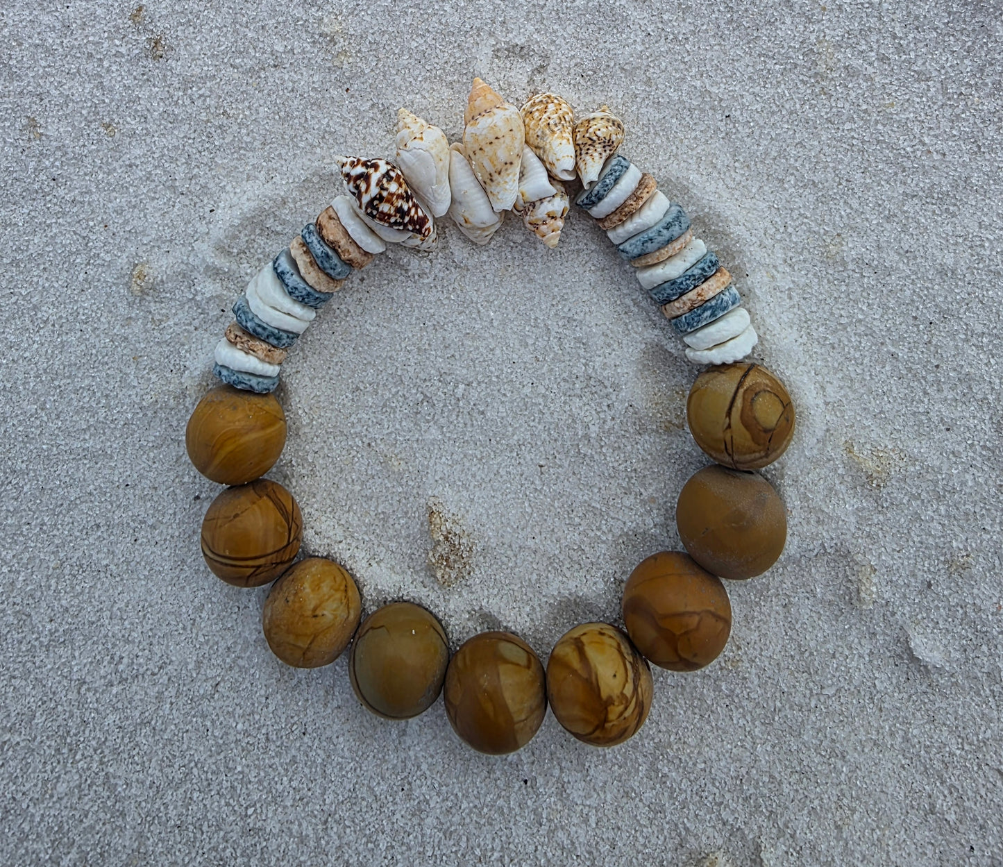 Handmade Conch Shell Bead Bracelet