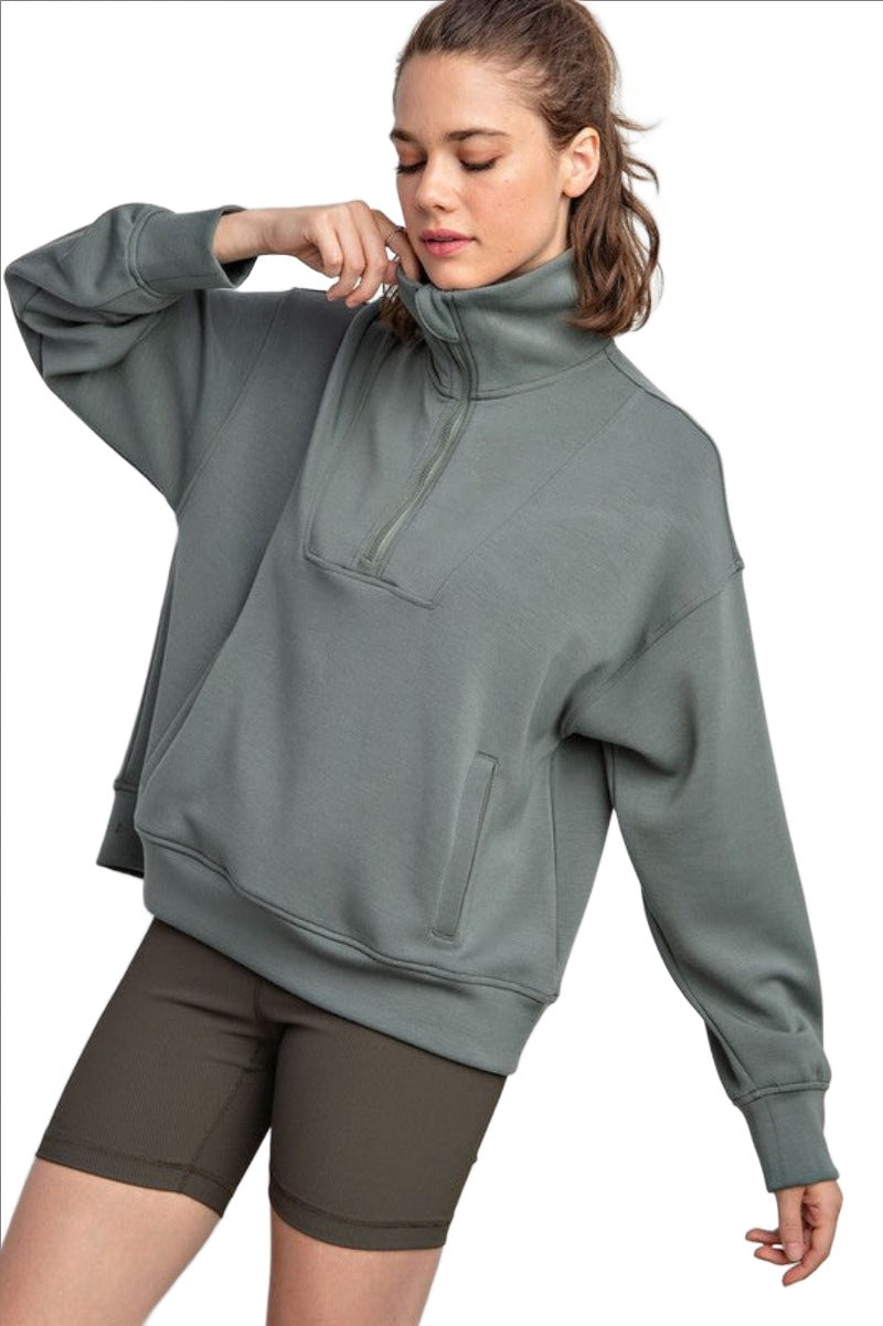 Quarter Zip Funnel Neck Pullover