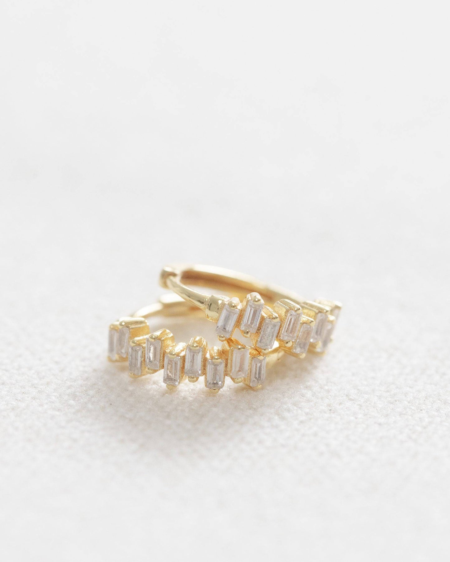 Crystal Baguette Huggies