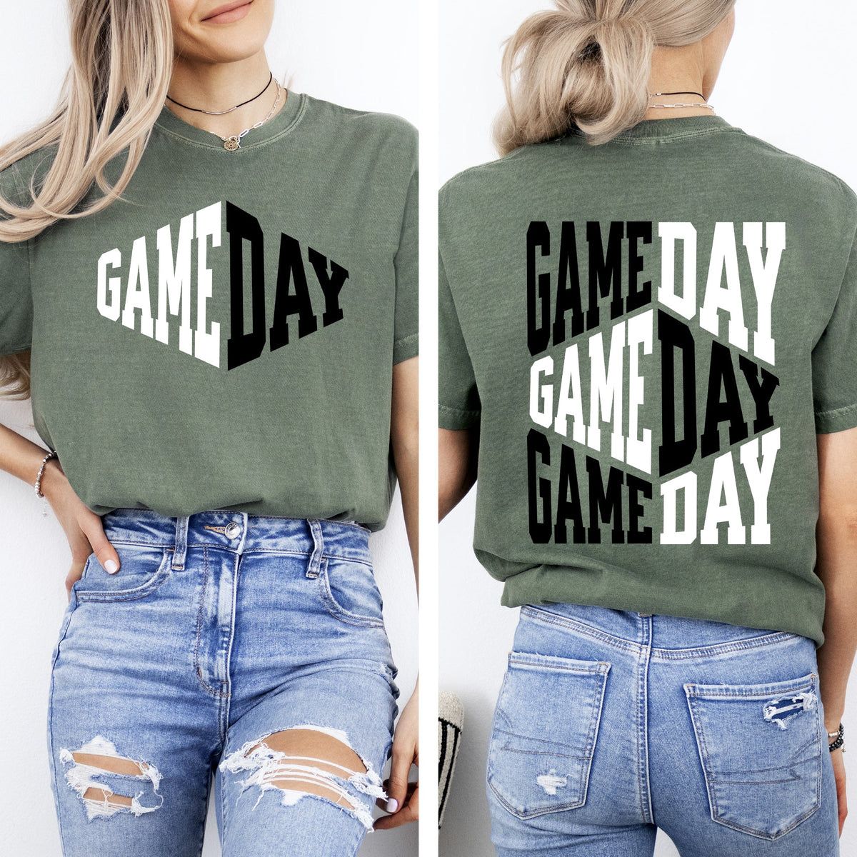 Game Day Front And Back Cheer Football Sports Big Game Touchdown Tailgate Party Comfort Colors Tee