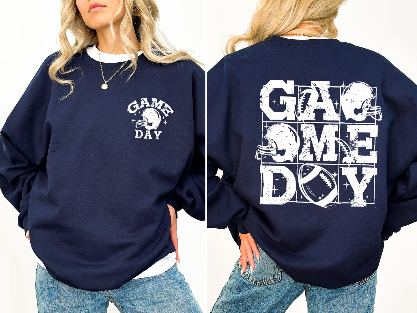 Game Day Front And Back Football Tailgate Party Big Game Touchdown Celebration Graphic Sweatshirt
