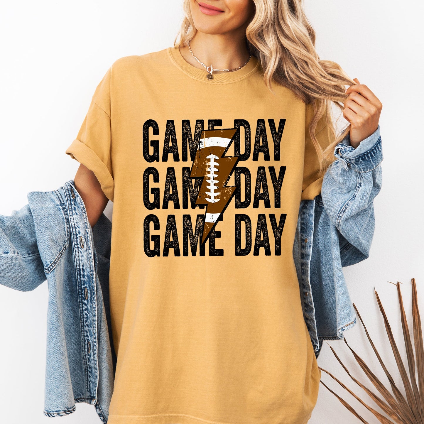 Game Day Lightning Bolt Football Graphic Design For Tailgate Party Theme Comfort Colors Tee