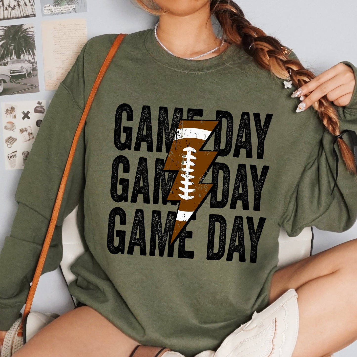 Game Day Lightning Bolt Football Sports Big Game Touchdown Tailgate Party Sweatshirt