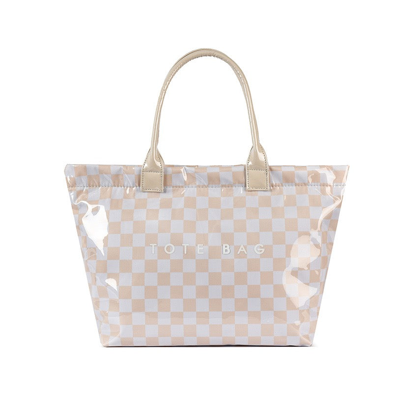 Charly Laminated Checkered Nylon Tote