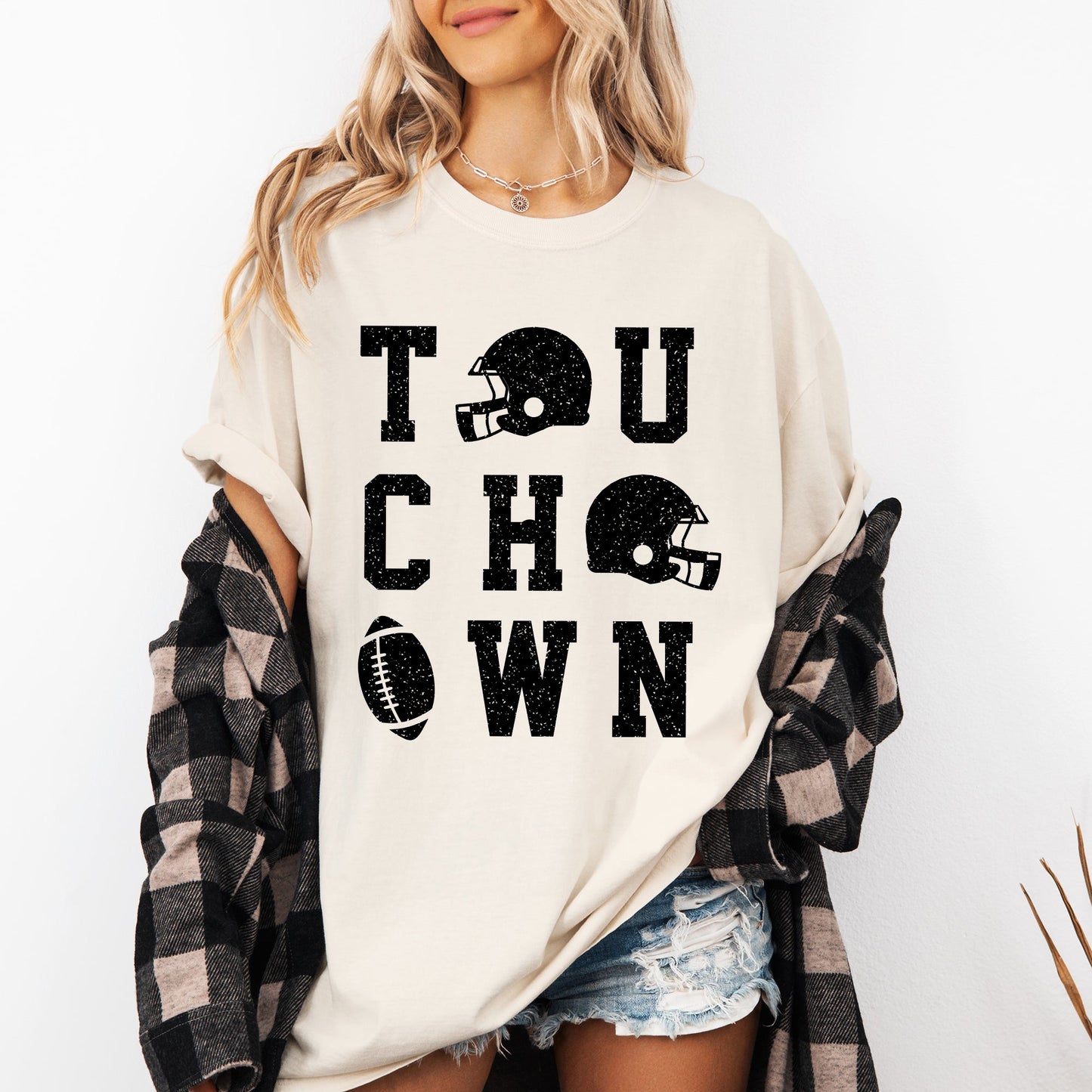 Touchdown Helmet Football Game Day Big Game Tailgate Party Fan Favorite Comfort Colors Tee