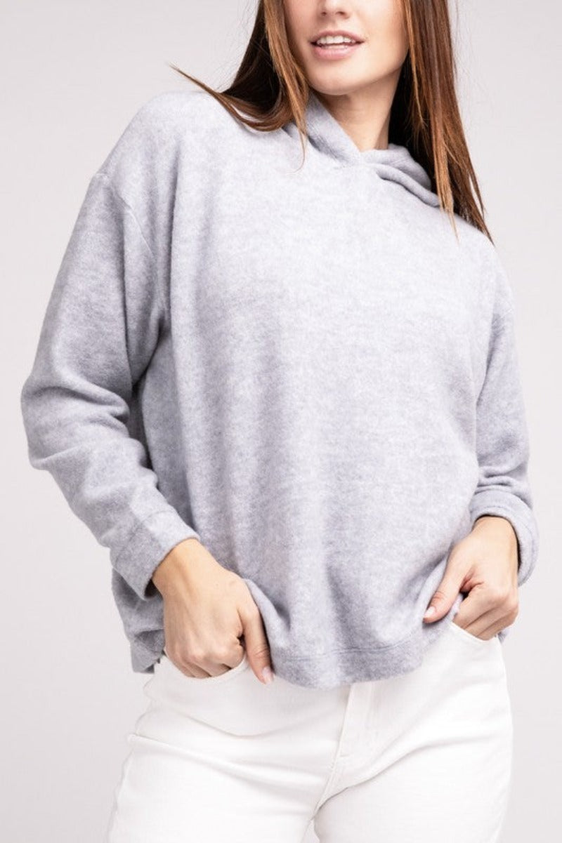 Hooded Brushed Melange Hacci Top