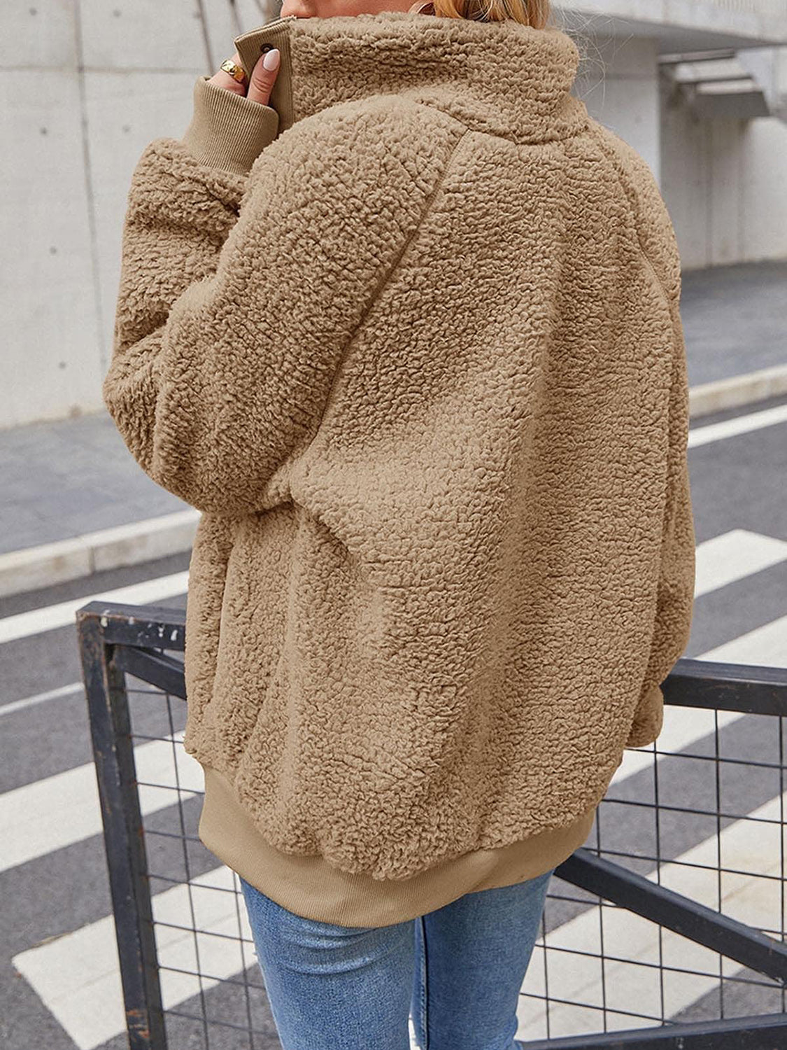 Teddy Snap Down Long Sleeve Jacket