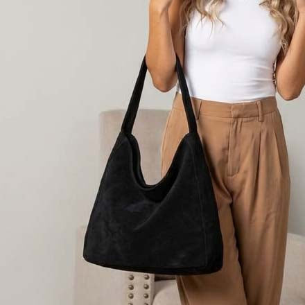 Miranda Oversize Suede Hobo Carryall Shoulder Bag