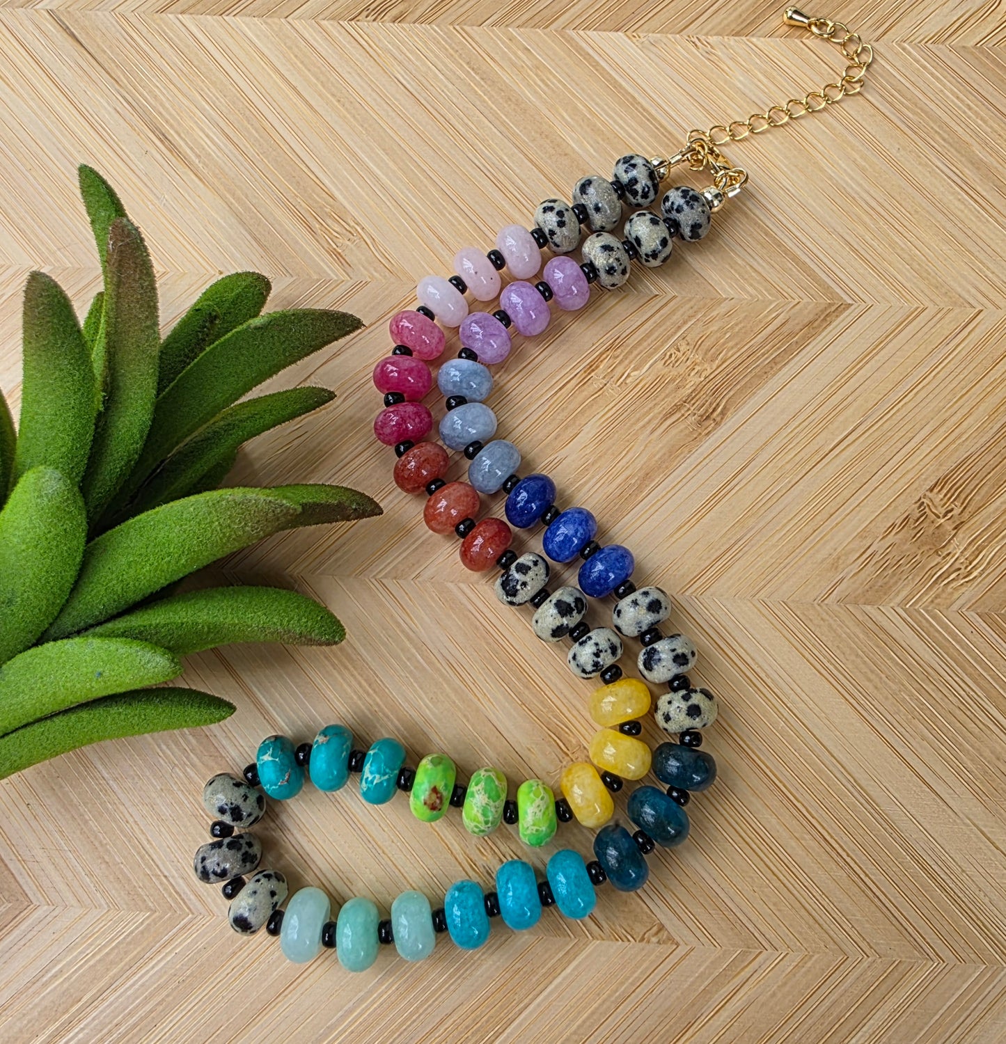 Midnight Prism Stone Beaded Necklace