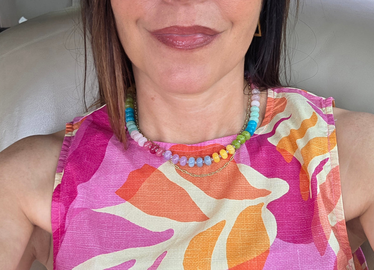 Pastel Spectrum Gemstone Beaded Necklace