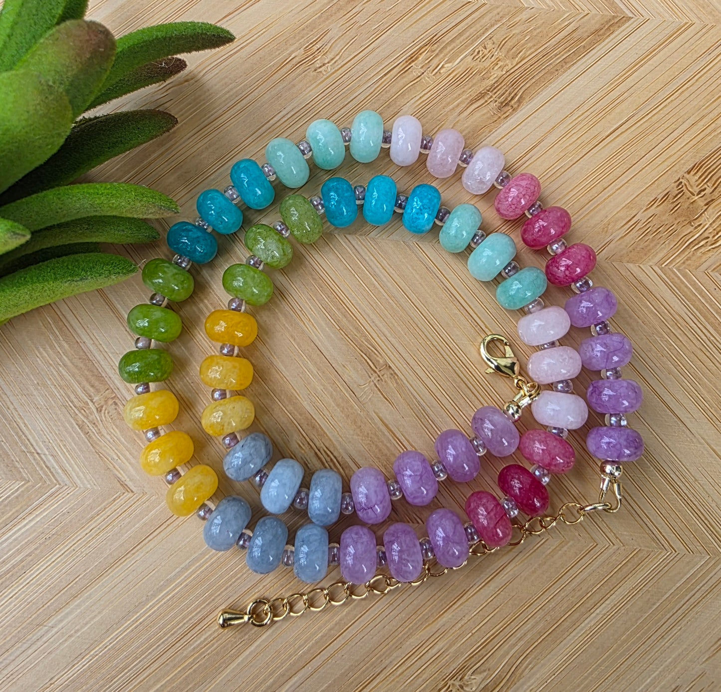 Pastel Spectrum Gemstone Beaded Necklace