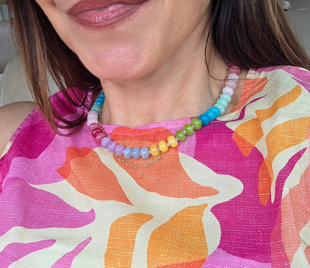 Pastel Spectrum Gemstone Beaded Necklace