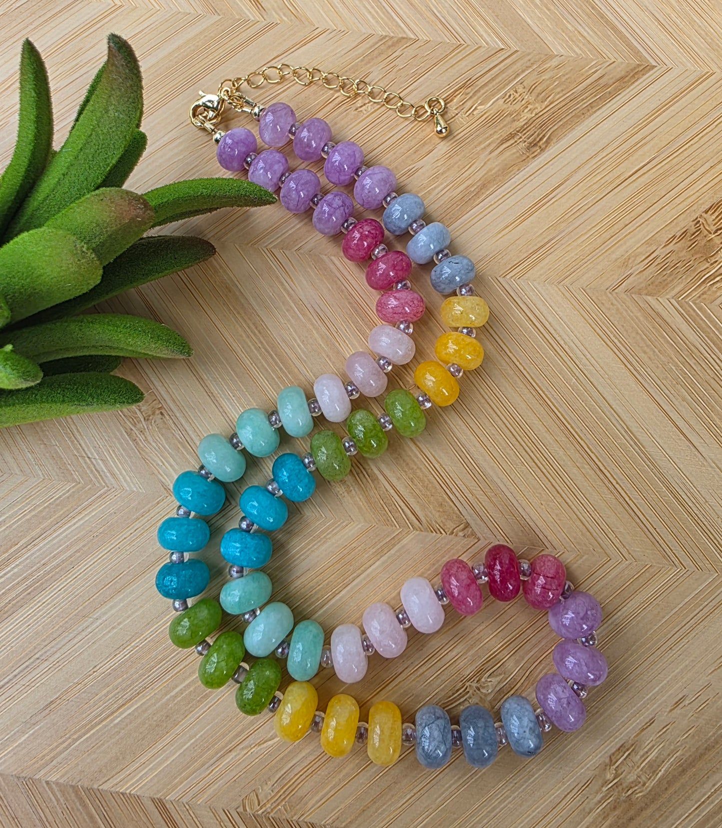 Pastel Spectrum Gemstone Beaded Necklace
