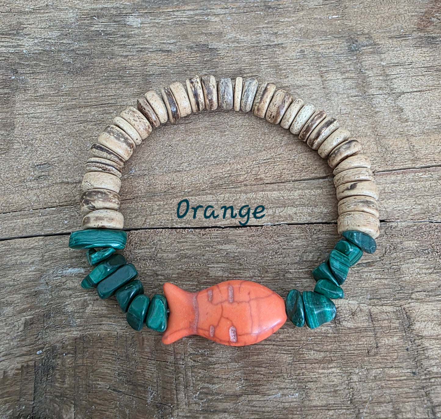 Handmade Stone Fish Bracelet (six colors)