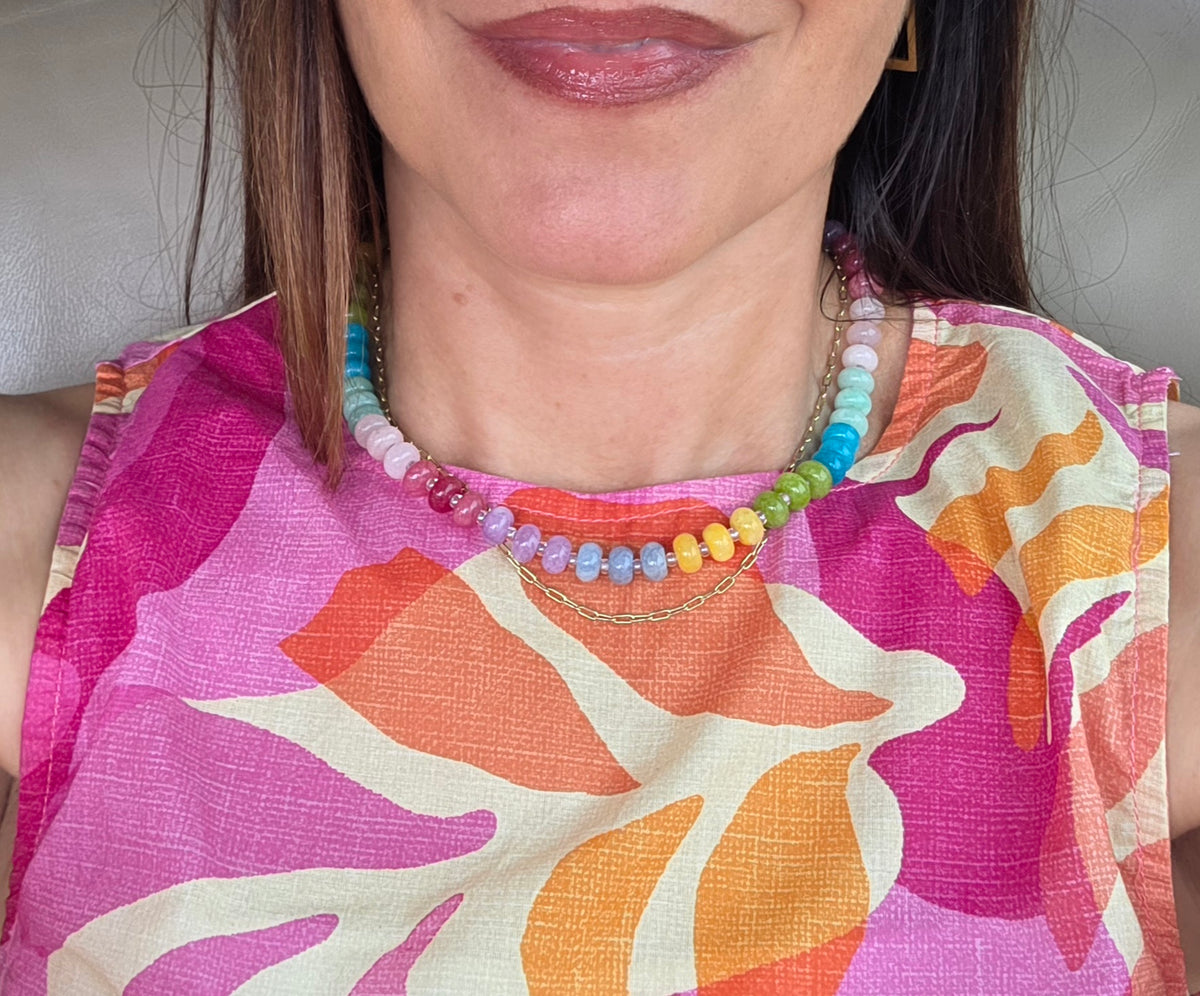 Pastel Spectrum Gemstone Beaded Necklace