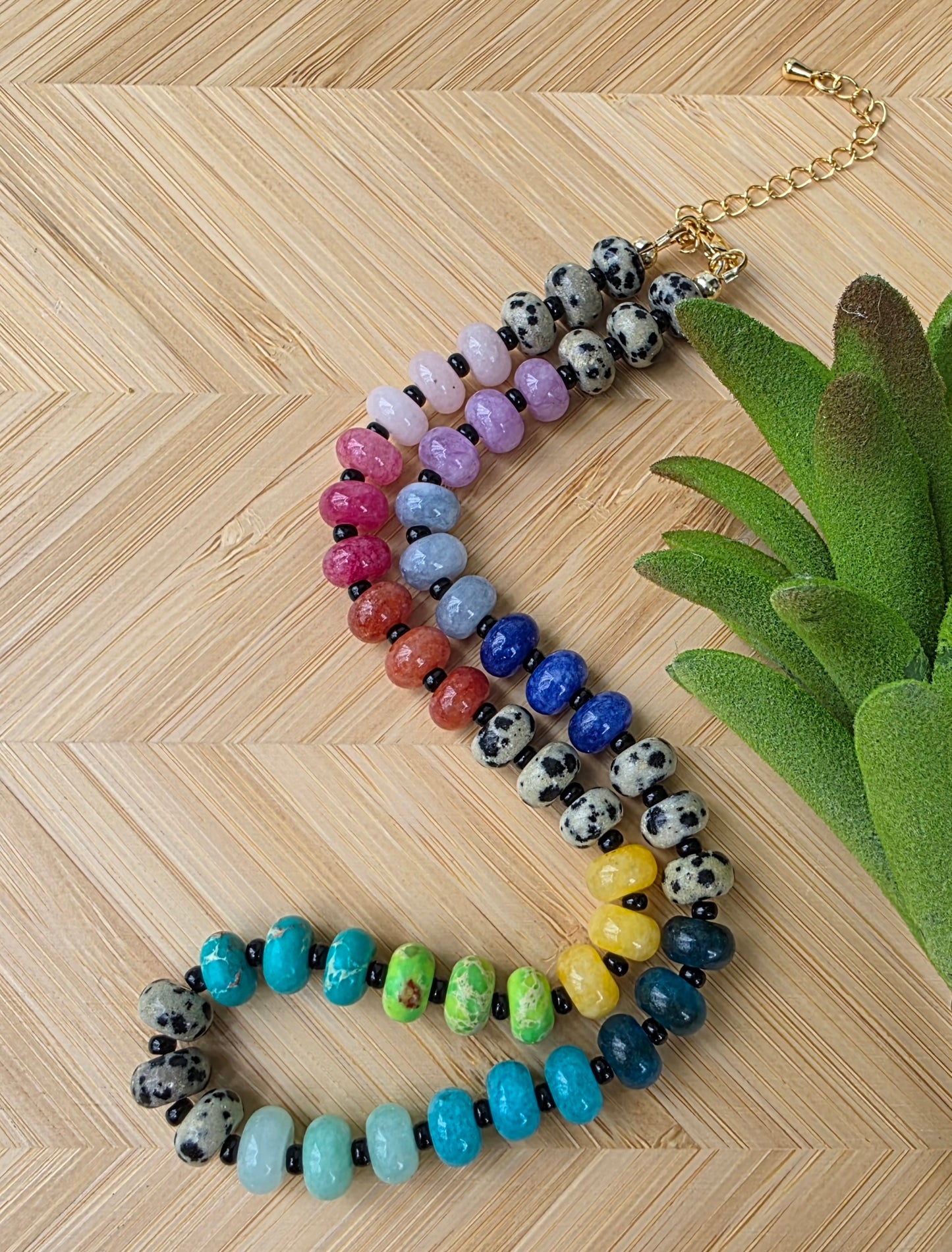 Midnight Prism Stone Beaded Necklace