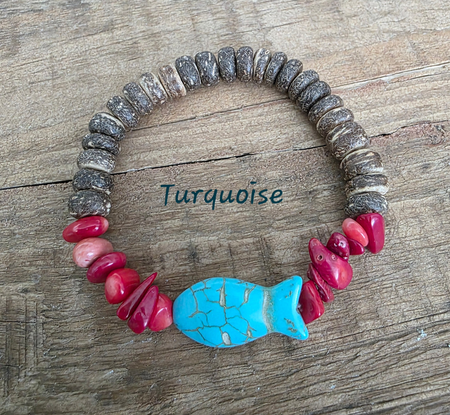 Handmade Stone Fish Bracelet (six colors)