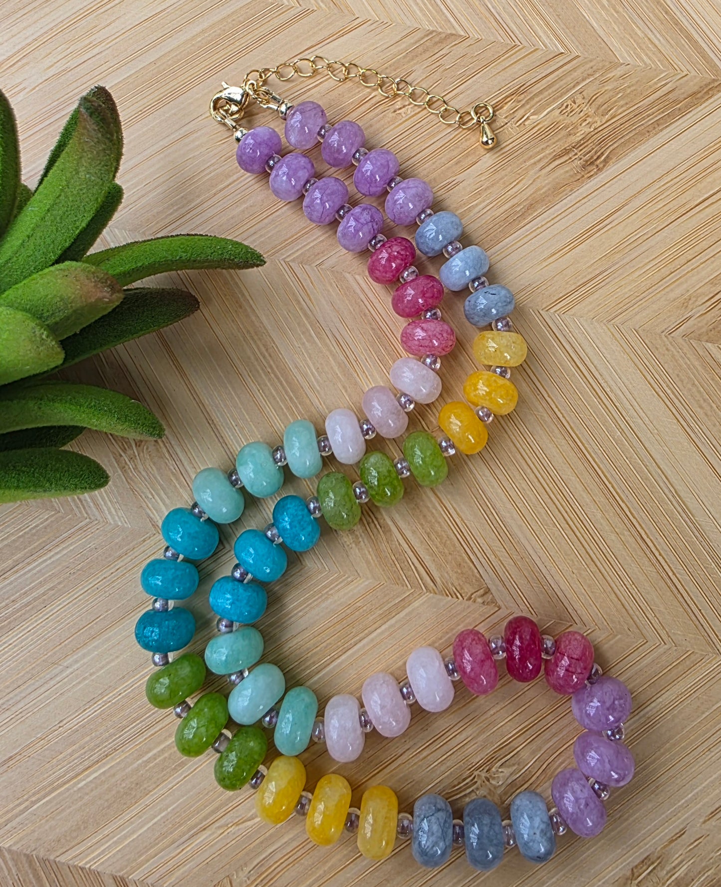 Pastel Spectrum Gemstone Beaded Necklace