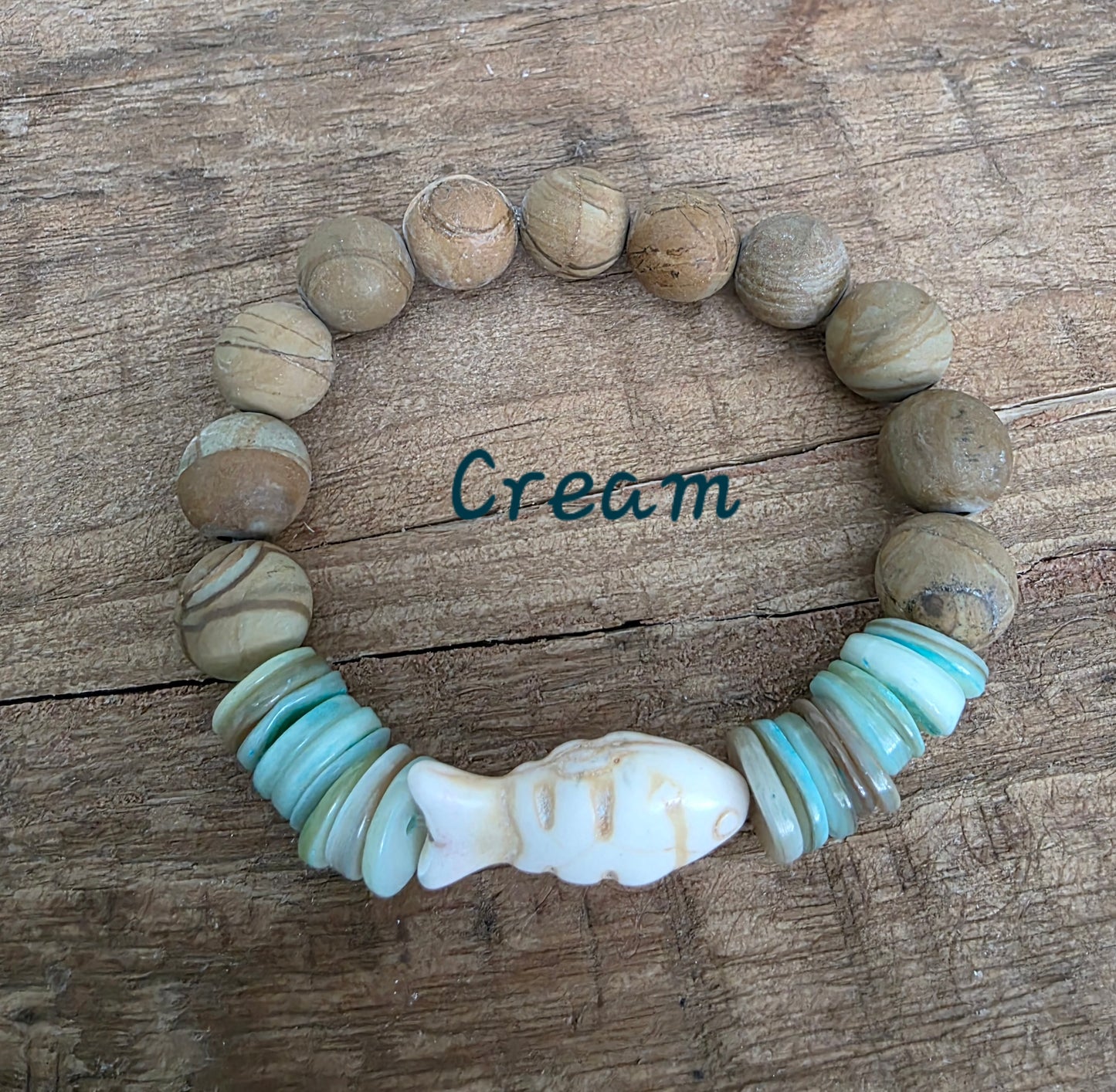 Handmade Stone Fish Bracelet (six colors)