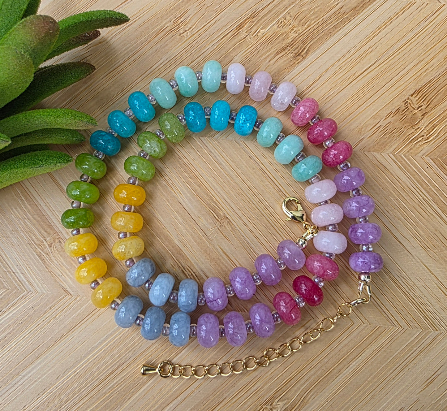 Pastel Spectrum Gemstone Beaded Necklace