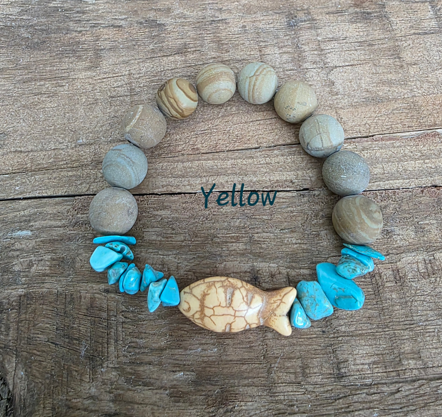Handmade Stone Fish Bracelet (six colors)